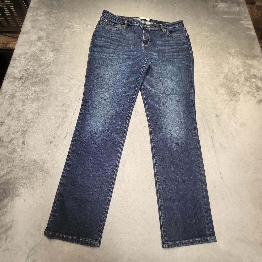 Old Navy Jeans Womens 10 Blue Straight Mid Rise Dark Wash Stretch Denim
